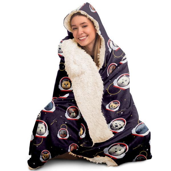 Space Dogs Hooded Blanket