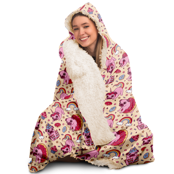 Cute Pug Hooded Blanket