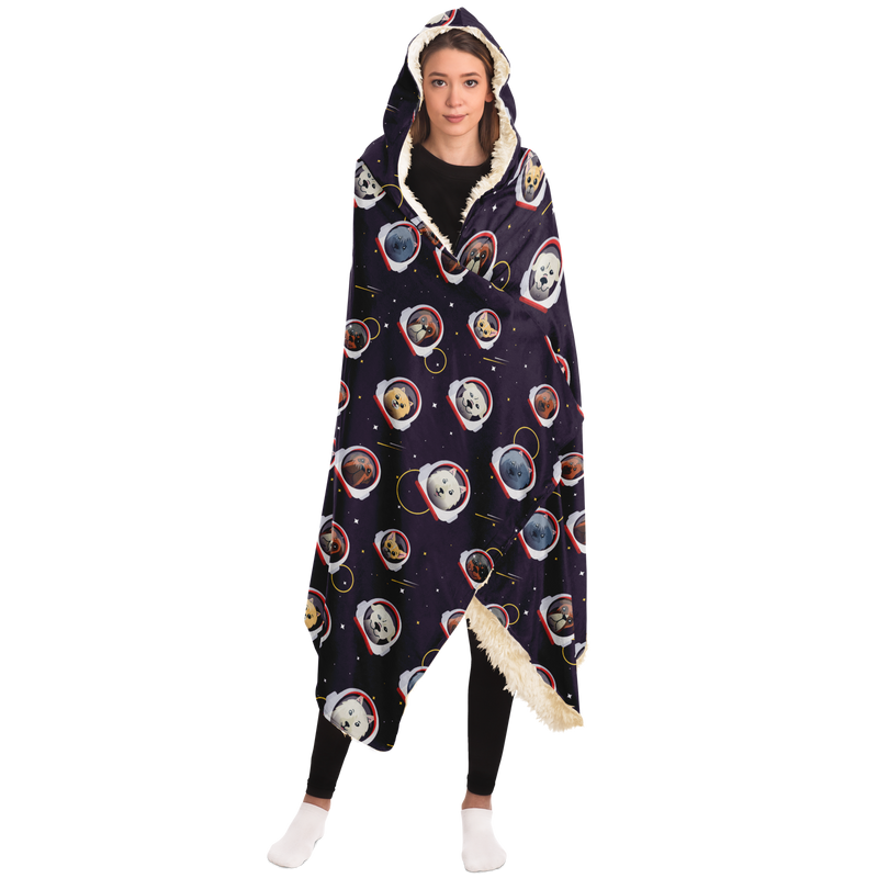 Space Dogs Hooded Blanket