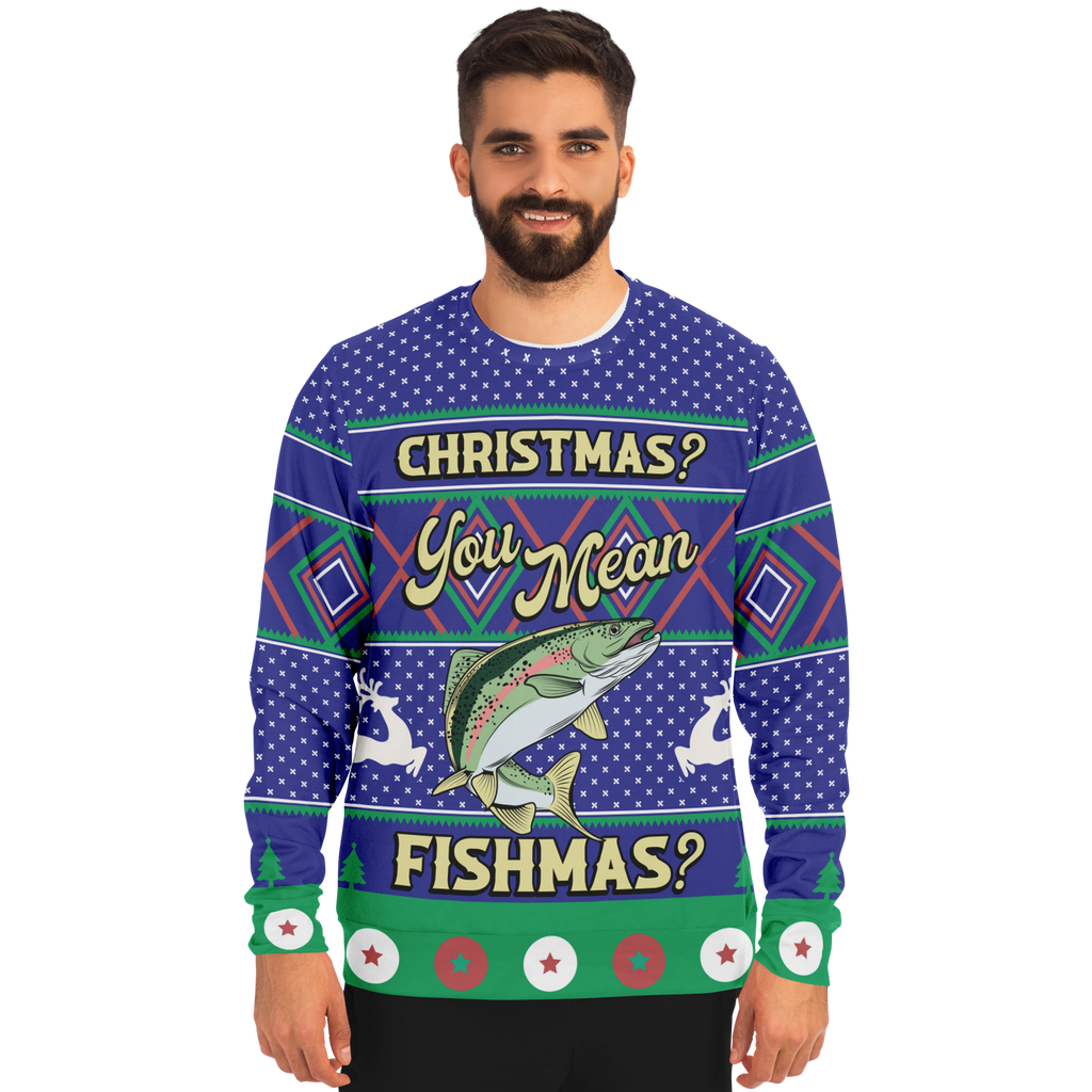 Merry Fishmas Fishing Ugly Christmas Sweater Funny Christmas jumper  Essential T-Shirt for Sale by shivani21061993
